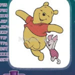 Winnie the Pooh and Piglet happy friends jumping embroidery designs - Instant Download