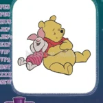 Winnie the Pooh and Piglet friendship cartoon embroidery designs - Instant Download