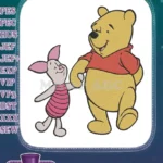 Happy Winnie the Pooh and Piglet holding hands embroidery designs - Instant Download