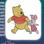 Winnie Pooh and Piglet Friends Walking Hand-in-Hand Embroidery Designs - Instant Download