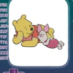 Winnie the Pooh and Piglet Sleeping Friends Embroidery Designs - Instant Download