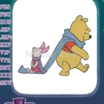 Winnie the Pooh and Piglet Friends Walking Scarf Embroidery Designs - Instant Download