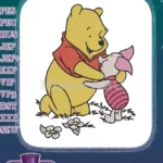 Winnie the Pooh and Piglet Hugging Friends Embroidery Designs - Instant Download
