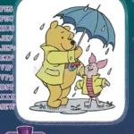 Winnie the Pooh and Piglet rainy day fun embroidery designs - Instant Download