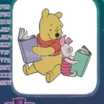 Winnie the Pooh and Piglet Reading Books Embroidery Designs - Instant Download