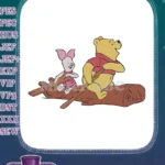 Winnie Pooh and Piglet Log Paddling Adventure Embroidery Designs - Instant Download
