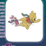 Winnie the Pooh and Piglet Running Friendship embroidery designs - Instant Download