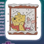 Winnie the Pooh and Piglet looking at snowy winter embroidery designs - Instant Download