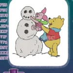 Winnie Pooh and Piglet building snowman winter friendship embroidery designs - Instant Download