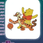 Happy Winnie the Pooh and Tigger playing bounce ball embroidery designs - Instant Download