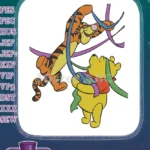 Playful Tigger Winnie Pooh Bear colorful ribbons embroidery designs - Instant Download