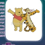 Happy Winnie the Pooh and Tigger cartoon embroidery designs - Instant Download