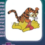 Tigger pouncing on Winnie the Pooh playful embroidery designs - Instant Download