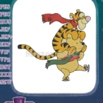 Winnie the Pooh and Tigger Ice Skating Friends Winter Embroidery Designs - Instant Download