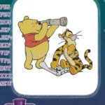 Winnie the Pooh and Tigger exploring with telescope map embroidery designs - Instant Download