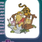Winnie Pooh Tigger Piglet Duckling Friends on Bridge embroidery designs - Instant Download