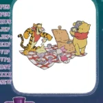 Winnie Pooh Tigger Piglet friends picnic blanket food embroidery designs - Instant Download