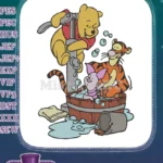 Winnie the Pooh Piglet Tigger bubble bath time embroidery designs - Instant Download