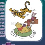 Tigger Bouncing, Winnie Pooh Relaxing, Piglet Watching Friends Embroidery Designs - Instant Download