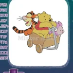 Winnie the Pooh Tigger Piglet friends cart ride embroidery designs - Instant Download