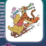 Winnie the Pooh Piglet Tigger sledding winter fun embroidery designs - Instant Download
