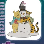 Winnie the Pooh Tigger Piglet hugging snowman winter embroidery designs - Instant Download
