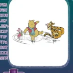 Winnie the Pooh Piglet Tigger Winter Ice Skating Embroidery Designs - Instant Download