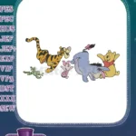 Happy Winnie the Pooh Tigger Piglet Eeyore Frog character embroidery designs - Instant Download