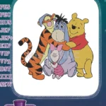 Winnie the Pooh Tigger Eeyore Piglet hugging friends embroidery designs - Instant Download