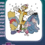 Cute Winnie the Pooh Tigger Piglet Eeyore winter snow embroidery designs - Instant Download