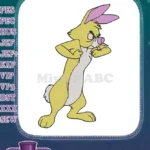 Furious yellow rabbit cartoon character embroidery designs for playful projects - Instant Download