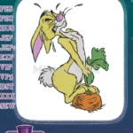 Winnie Pooh Rabbit character spitting at pumpkin embroidery designs - Instant Download