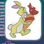 Yellow Rabbit Holding Big Carrot with Red Bow Embroidery Designs - Instant Download