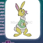 Cute yellow rabbit cartoon character embroidery designs for kids apparel - Instant Download