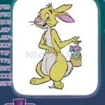 Cute Winnie the Pooh Rabbit with flower pot embroidery designs - Instant Download