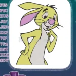 Cute yellow thoughtful cartoon rabbit Winnie Pooh embroidery designs - Instant Download
