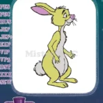 Friendly yellow rabbit with pink ears standing embroidery designs - Instant Download