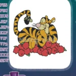 Tigger on a Pile of Red Apples Embroidery Designs - Instant Download