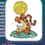 Playful Tigger Balancing Yellow Ball Classic Cartoon Embroidery Designs - Instant Download