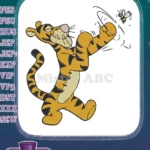 Playful Tigger swatting a bee cartoon embroidery designs for kids - Instant Download