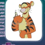 Tigger Smiling with a Friendly Caterpillar Cartoon Embroidery Designs - Instant Download