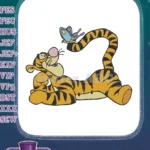 Joyful Tigger with Blue Butterfly Disney Embroidery Designs - Instant Download