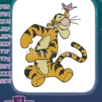 Tigger bouncing with butterfly on nose playful embroidery designs - Instant Download