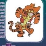 Tigger Bouncing Cowboy Hat Sheriff Star Embroidery Designs - Instant Download