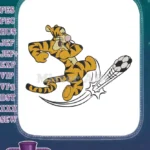 Fun Tigger Kicking Soccer Ball Sports Cartoon Embroidery Designs - Instant Download