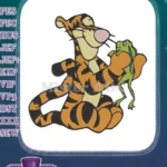 Tigger and Frog Friendly Playful Cartoon Embroidery Designs - Instant Download