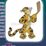 Tigger playing hockey embroidery designs for sports fans - Instant Download