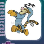 Disney Tigger in blue pajamas sleeping with Zzz embroidery designs - Instant Download