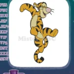 Playful Tigger bouncing character embroidery designs for children's apparel - Instant Download