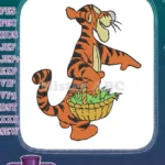 Bouncing Tigger with Easter Basket Cartoon Embroidery Designs - Instant Download